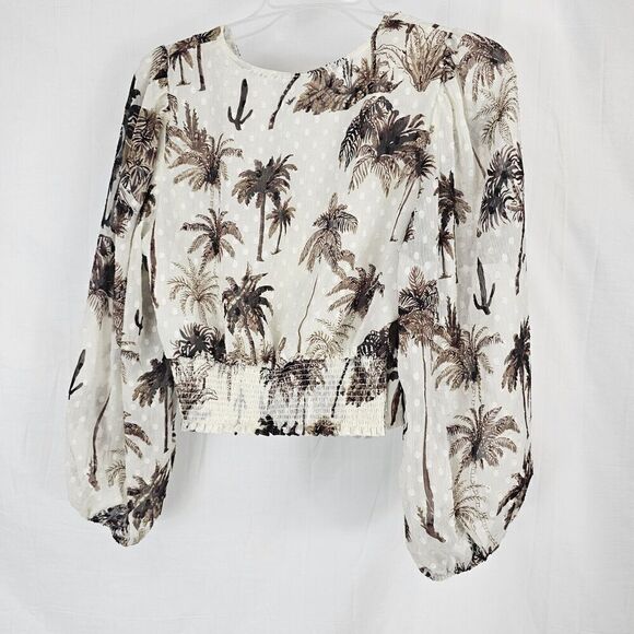 Joie Palm Desert Cactus Print Faux Wrap Women's Size Medium Dot Texture - Picture 5 of 5